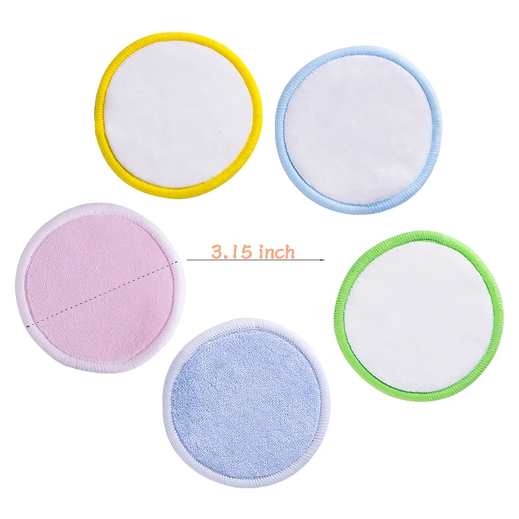 Size Shape Color Customized Washable Organic Bamboo Reusable Makeup Remover Pads with Private Label