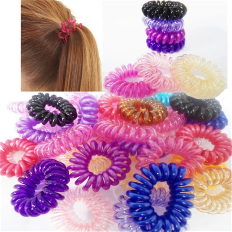 small 3.5cm Transparent Telephone Wire Line Cord Headbands ,Hair Elastic Rubber Bands for hair tie