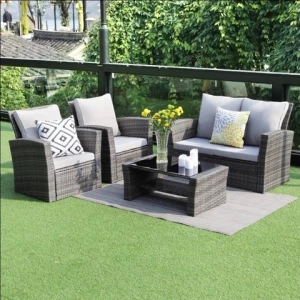 Small Size 4pcs Patio Classical Outdoor Furniture Garden Simple Rattan Sofa Sets