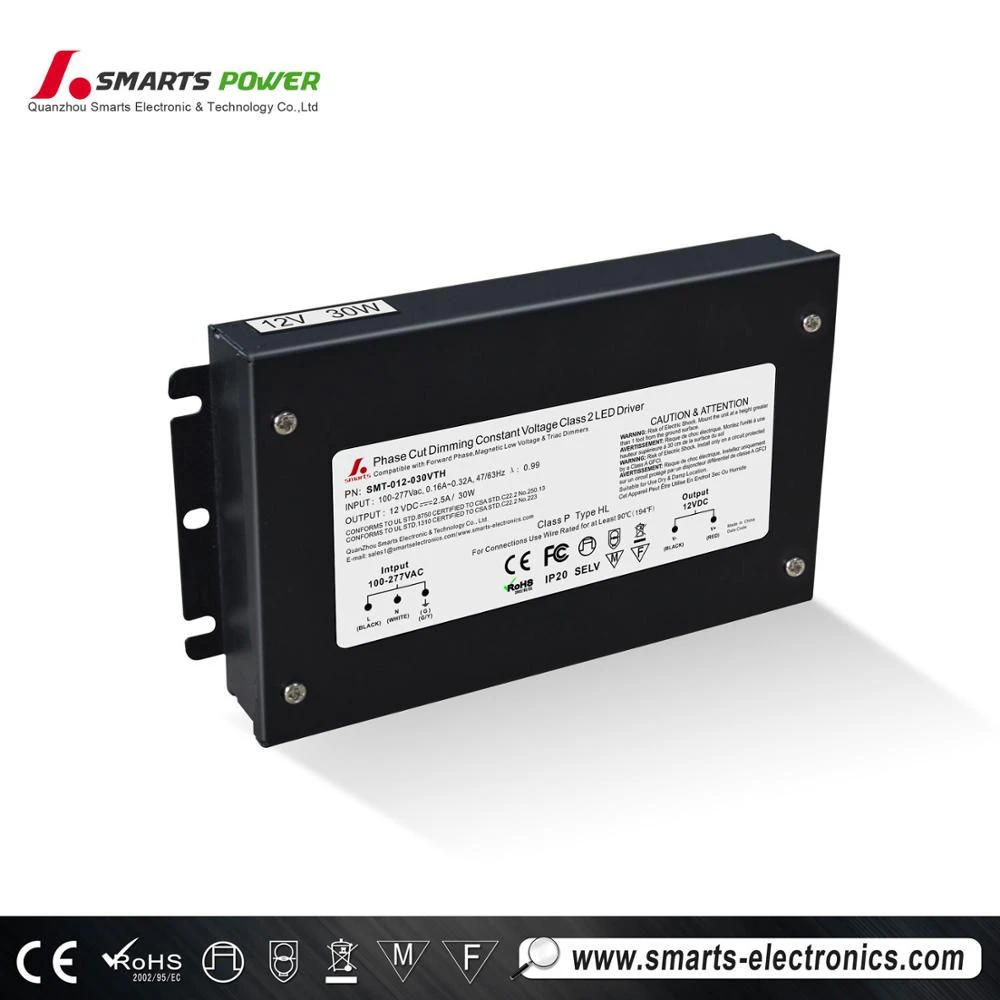 SMARTS POWER power supply 277v ac 12v 24v dc triac dimmable led driver 100w 30W 60W 200W 300W