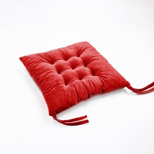 Soft Textile 100% Polyester Velvet School Stadium Square Seat Cushion With Ties Seat Pad
