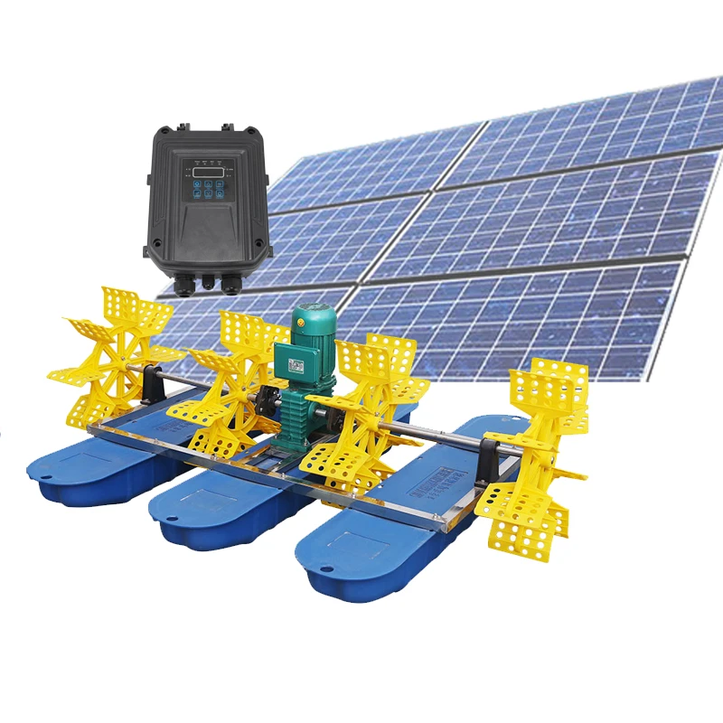 solar cell impeller type paddle wheel aerator for fish shrimppond farming pond oxygen aerator dc solar powered impeller aerator