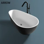 Spa Tub Soaking Black Freestanding Big Adult Folding Marble One Piece Artificial Stone Bathtub