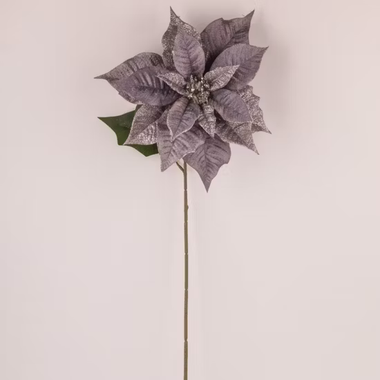 Realistic Grey Primitive Poinsettia Flower Stem for Christmas Mothers Day New Year