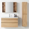 special waterproof wall mounted european model bathroom storage furniture cabinet set vanity side cabinet wood color
