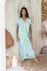 Spring Summer Women Apparel Elegant Casual Deep V-Neckline Women Dresses Sexy Casual Cold Shoulder Sleeve Beach Long Maxi Dress