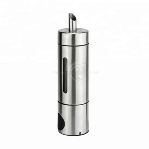 Stainless Steel Manual Push of a Button Glass Visible Sugar Jar and Spice Bottle Dispenser