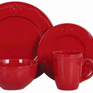 Stock 16 pieces color gift box glazed cup,bowl,dish and plate set