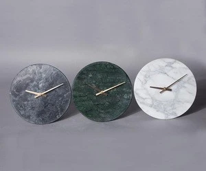 StoneMarkt Custom made  green marble  stone noiseless round wall clock for home deco
