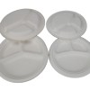 Sugarcane Fiber Unbleached Dinner Bagasse 3 Compartment Paper Plate Plate Dish Round Fast Food and Takeaway Food Services