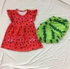 summer boutique baby clothing 2pcs watermelon outfit flutter tunic top and shorts