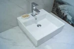 Table top square shape ceramic sink white hand basins for bathrooms