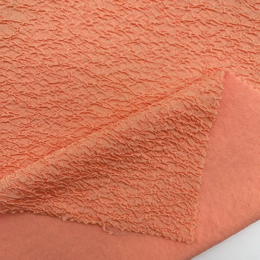 Textured crinkle knitted fabric Polyester Spandex jacquard swimwear material bikini fabric