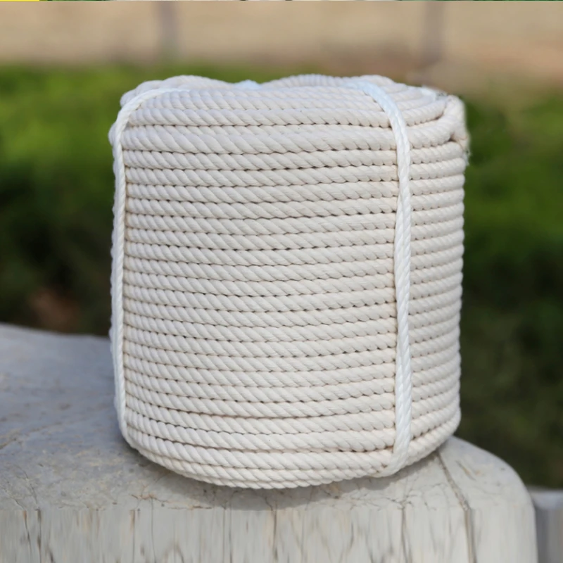 Three-strand cotton rope color portable coarse twist flower decoration beige hemp rope nylon binding ropes diy hand-woven
