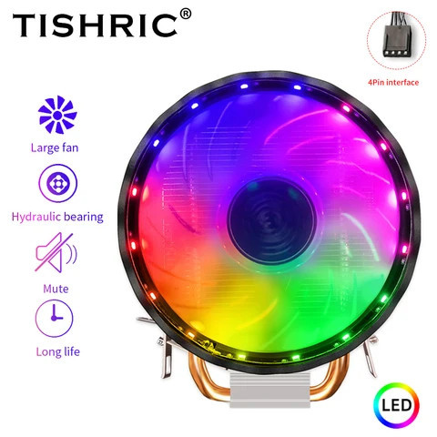 Buy Tishric 2 Copper Column Cpu Cooling Fan Cpu Cooler 4 Pin Pwm Rgb ...