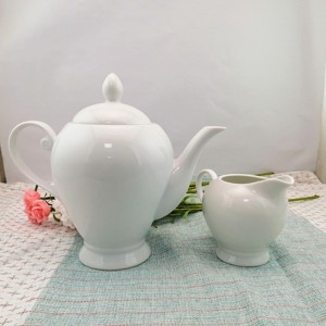 Top sale white English porcelain tea pot set coffee sets