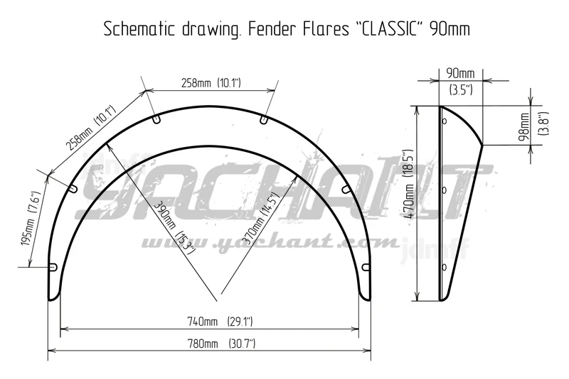 Trade Assurance FRP Fiber Glass Wide Fender Kits Fit For Universal JDM Fender Flares Wheel Arch 3.5 inch (90mm) 2pcs