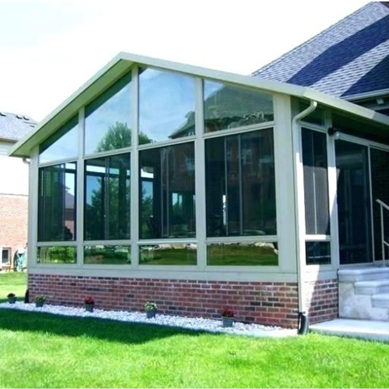 Triangle roof aluminum alloy frame tempered glass sunroom prefabricated glass house