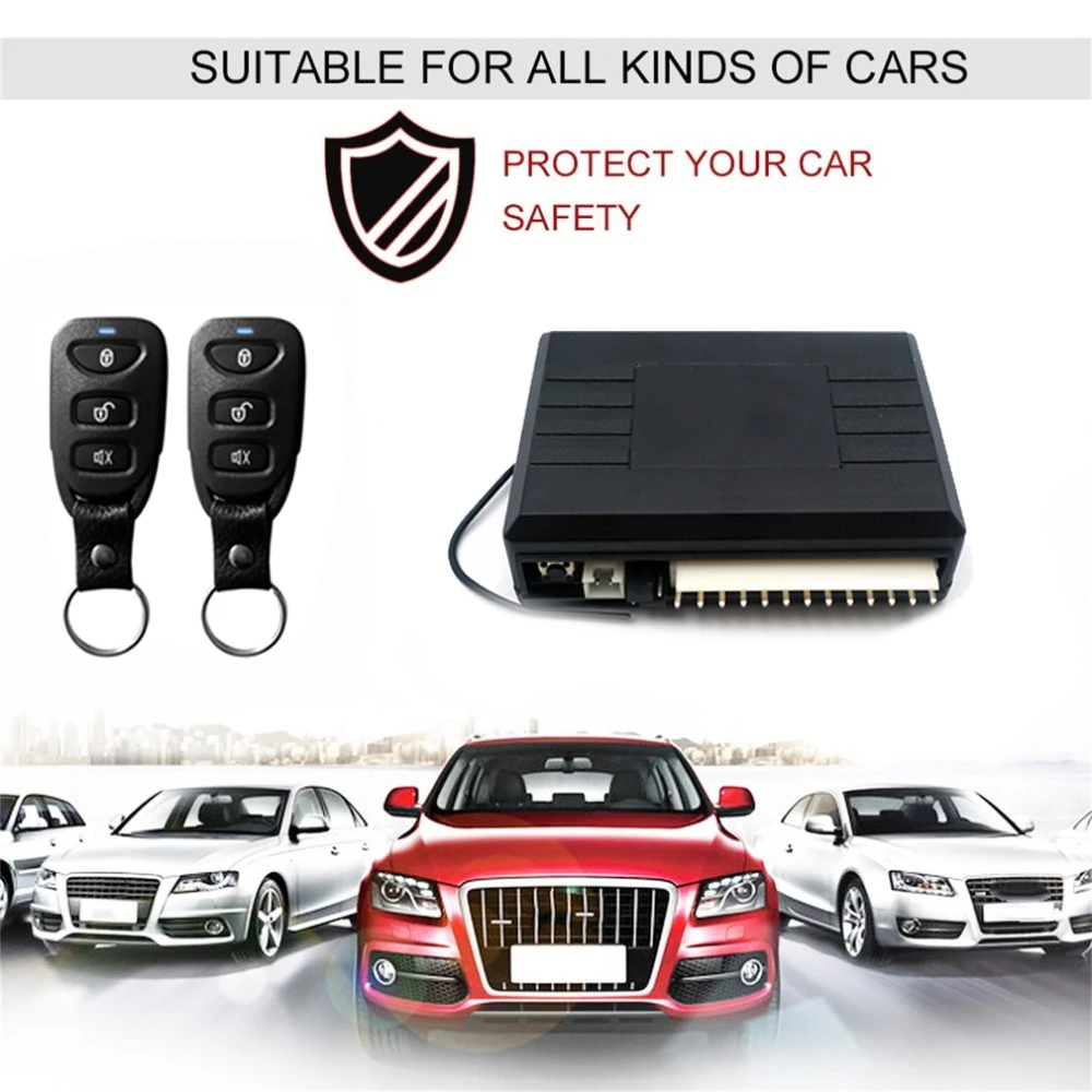 Universal Car Auto Alarm Remote Central Keyless Entry System with Power Window Output and Siren,Learning & hoping code