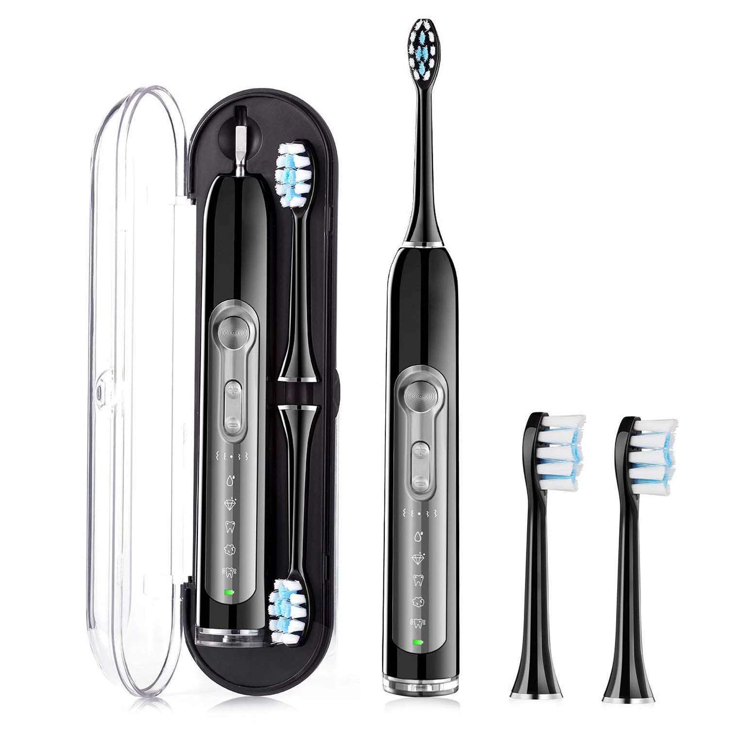 Upgraded Electrical Toothbrush with Travel Case, Rechargeable Sonic Toothbrush 5 Modes 3 Brush Heads Electronic Toothbrush