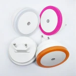 US EU Plug Auto Sensor Controlled LED Room Wall Lamp Round Night Light