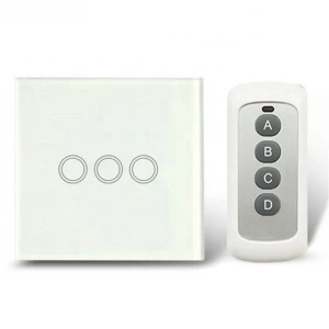 US Standard Remote Control Switch 3 Gangs 3 Way, Smart Wall Light Switch, Wireless Remote Control Touch Light Switch