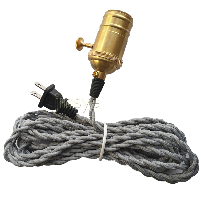 US style Pendant Light Kit With Plug in grey Twisted cable