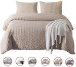 VB5012, Duvet Cover Set Solid Soft Seersucker Bedding Set 3 Pieces Textured Duvet Cover 100% Washed Microfiber Seersucker Fabric
