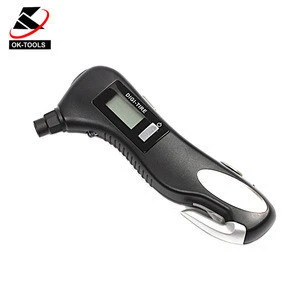 Vehicle multi-tool Digital tire pressure gauge LED emergency tool table safety hammer Seat belt quick cutter