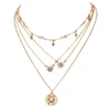 Vintage Multilayer Crystal Pendant Necklace Women Gold Color Beads Moon Star Horn Crescent Choker Necklaces Jewelry New