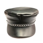 Vintage PU Solid Color Peaked Cap Women Leather Octagonal Beret Hat Newsboy Hat
