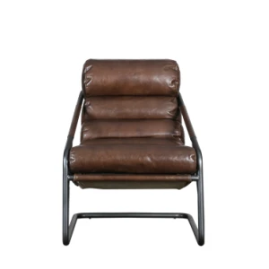 Vintage Rustic  Brown Genuine Leather ,  Industrial Antique British chaise lounge chair