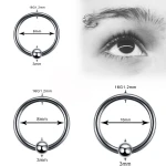 VRIUA Factory 1 Pcs Surgical Stainless Steel Hoop Nose Ring With Ball Nose Rings And Studs Septum Earring Body Piercing Jewelry