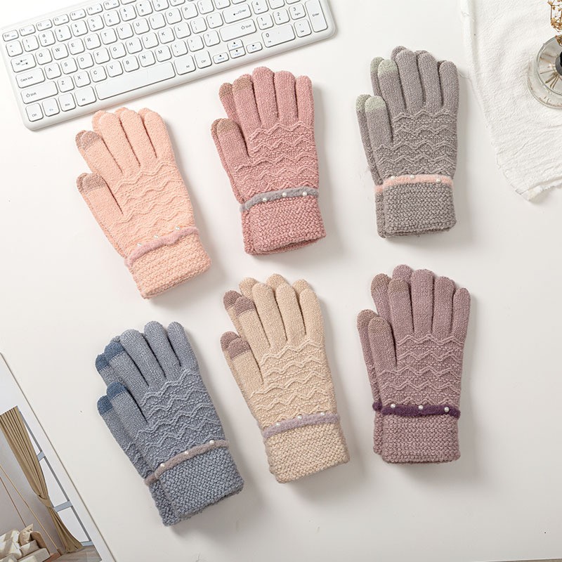 Warm Stretch Knit Mittens Wool Full Finger Guantes Female Crochet  Thicken Winter Touch Screen Gloves Women Men