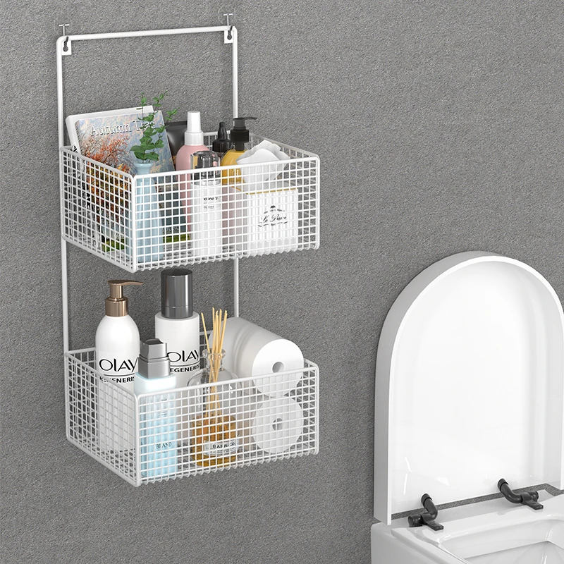 white black metal 2 tier square wall mounted estante de bano bathroom shelf no drill storage rack shelves organizer toilet