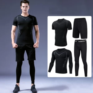 Wholesale 4 pcs Men Running Fitness Clothing Sportswear Gym Sports Wear Training Suit