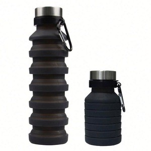 Wholesale BPA free kids reusable foldable customized silicone collapsible water bottles manufacturing