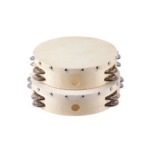 Wholesale cheap Wooden drum percussion instruments free sample double row tambourine