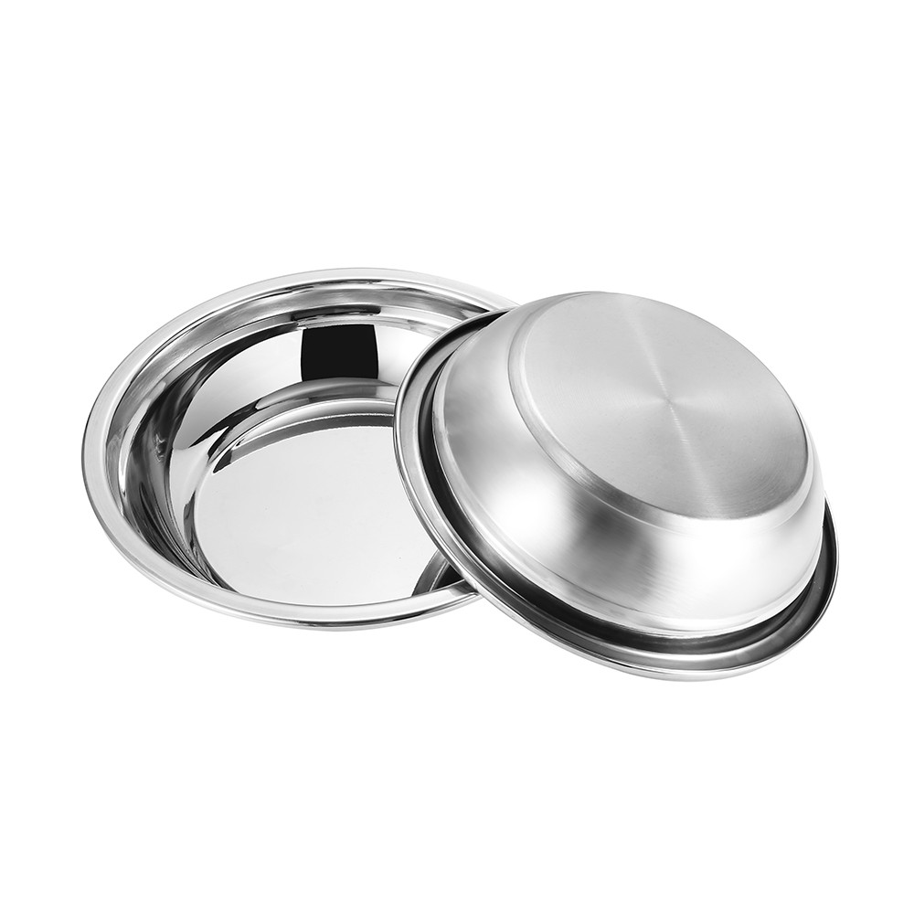 Wholesale Dinner Plate Dish Stainless Steel Round Serving Tray Soup Plate For Indoor And Outdoor