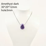 Wholesale drilled tumble stone Dark Amethyst Pear Shape Pendant Jewelry natural stone for Dark Amethyst Necklace Jewelry making