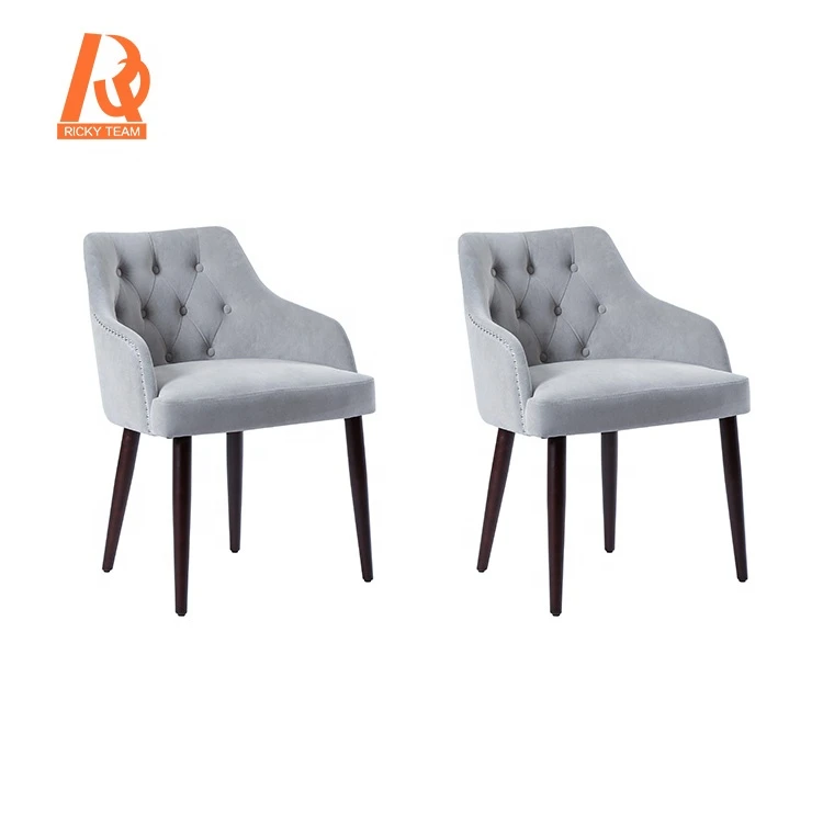Wholesale high quality velvet fabric wooden home goods dining chair with arm
