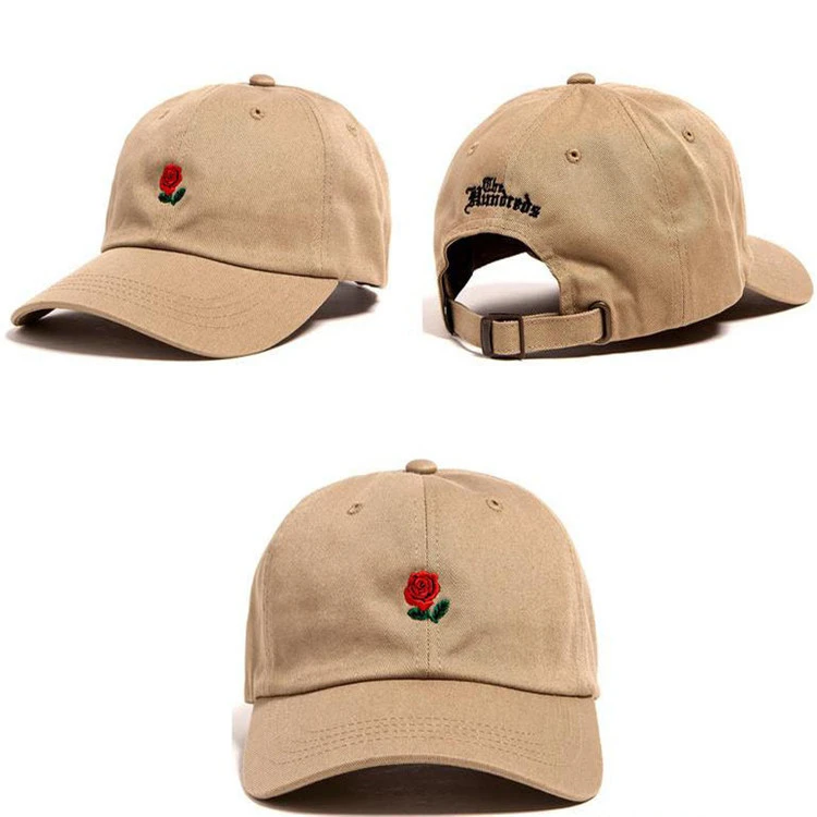 Wholesale Manufacturer Cheap Cotton Twill Custom Embroidered Flower Dad Hat Baseball Cap
