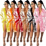 Wholesale Money Womens Sleepwear Bathrobe Print Womens Pajamas Satin Night Dress