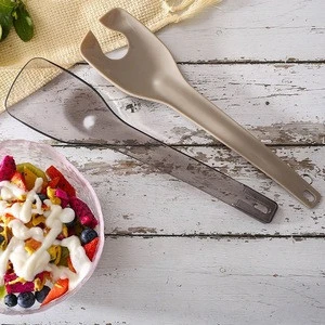 wholesale multifunction plastic abs 2 in1vegetable fruit salad mixing tools spoon fork set