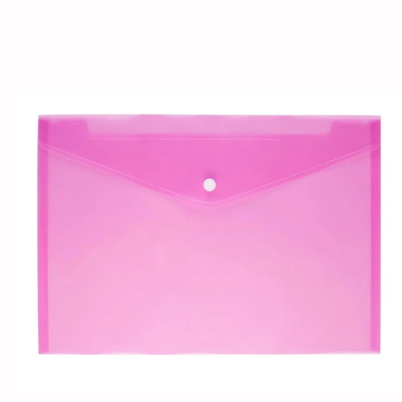 wholesale office stationery transparent pp clear snap button document files folder bag