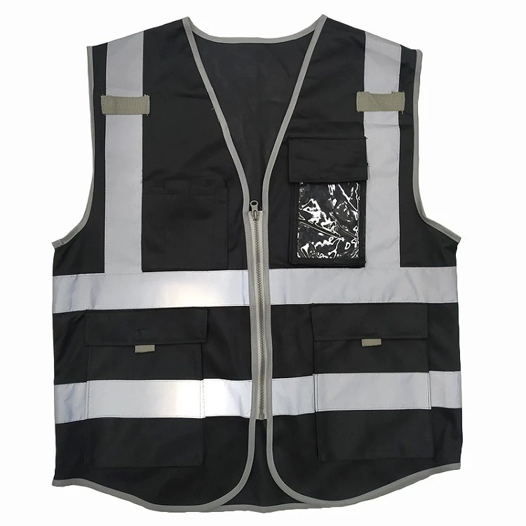 Wholesale Polyester Work Reflective Warning Black Safety Vest