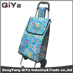 Wholesale Promotional Printed Wheeled Foldable Shopping Trolley Bags Grocery Vegetable Supermarket Shopping Cart