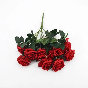 Wholesale rose flower bouquet fabric artificial flowers for wedding decoration