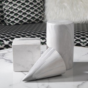 Wholesale simple other white Marble effect ceramic home decor accessories modern interior geometric ornament table decor pieces