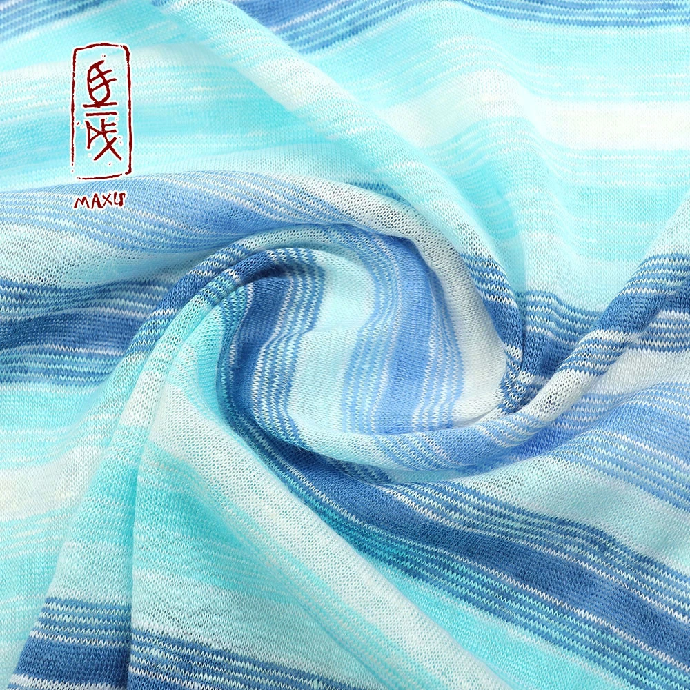 Wholesale soft knitted yarn dyed striped 100% pure linen jersey fabric for dress